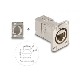 Conector metalic D-type ecranat RJ45 Cat.6A cu protectie praf si waterproof IP66, Delock 67064