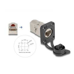 Conector D-type ecranat RJ45 Cat.6A cu protectie praf si waterproof IP66, Delock 67061