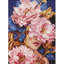 Set goblen cu diamante, cu sasiu, Lux floral, 30x40 cm