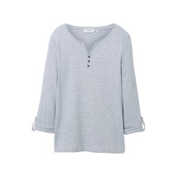 TOM TAILOR Tricou albastru închis / alb murdar