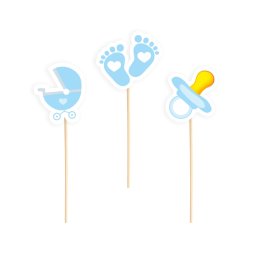 Set 6 decoratiuni tort briosa bebe baiat 2.5 cm