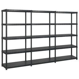 Raft de depozitare 5 niveluri negru 274,5x45,7x185 cm, plastic GartenMobel Dekor