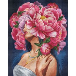 Set goblen cu diamante AB, cu sasiu, Delicatete si gratie, 40x50 cm