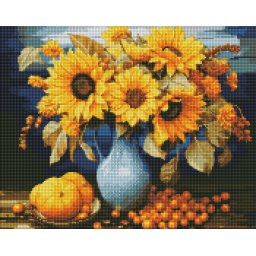 Set goblen cu diamante, cu sasiu, Armonie de floarea soarelui, 40x50 cm