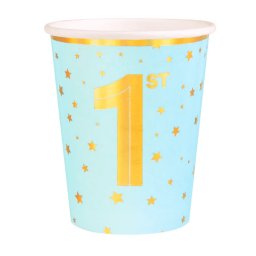 Set 6 pahare carton,1an, albastru 220 ml