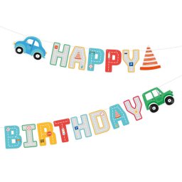Banner carton Happy Birthday masini 17 x 250 cm