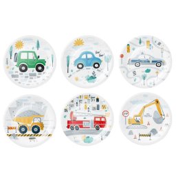 Set 6 farfurii carton masini 18 cm