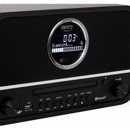 Radio retro CR 1182 Carcasa din lemn Ceas Bluetooth CD 45W Negru
