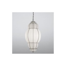 Lustră pe lanț SIRU RIVISTO 1xE27/60W/230V d. 45 cm negru/alb sticlă venețiană