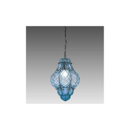 Lustră pe lanț SIRU CLASSIC 1xE27/60W/230V d. 30 cm albastru/negru sticlă venețiană