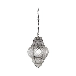 Lustră pe lanț SIRU CLASSIC 1xE27/60W/230V d. 30 cm transparent/negru sticlă venețiană