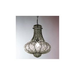 Lustră pe lanț SIRU DOGE 1xE27/60W/230V d. 30 cm transparent/negru sticlă venețiană