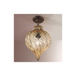 Lustră pe cablu SIRU GOCCIA 1xE27/60W/230V d .25 cm bej/maro sticlă venețiană