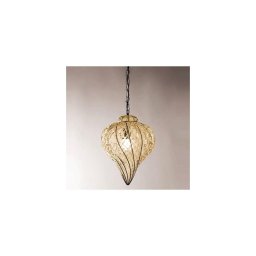 Lustră pe lanț SIRU GOCCIA 1xE27/60W/230V d. 25 cm bej/maro sticlă venețiană