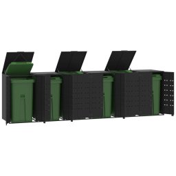 Depozitare cos gunoi cu roti 2 cosuri negru 414x79x117 cm otel GartenMobel Dekor