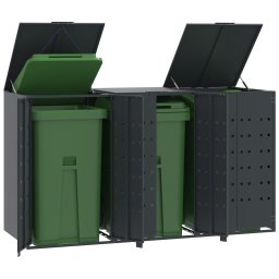 Depozitare cos gunoi roti 3 cosuri antracit 207x79x117 cm otel GartenMobel Dekor