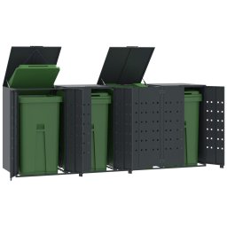 Depozitare cos gunoi roti 4 cosuri antracit 276x79x117 cm otel GartenMobel Dekor