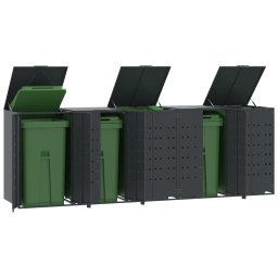 Depozitare cos gunoi roti 5 cosuri antracit 345x79x117 cm otel GartenMobel Dekor