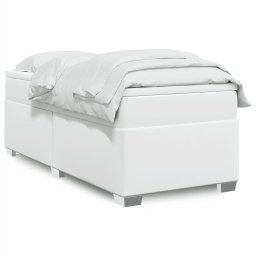 Pat box spring cu saltea, alb, 90x200 cm, piele ecologica GartenMobel Dekor