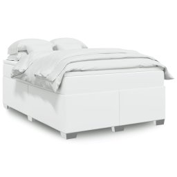Pat box spring cu saltea, alb, 140x200 cm, piele ecologica GartenMobel Dekor