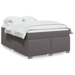 Pat box spring cu saltea, gri, 140x200 cm, piele ecologica GartenMobel Dekor