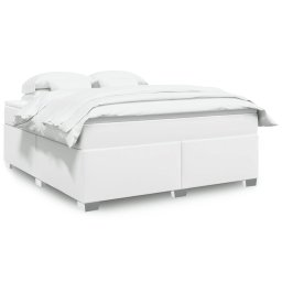 Pat box spring cu saltea, alb, 180x200 cm, piele ecologica GartenMobel Dekor