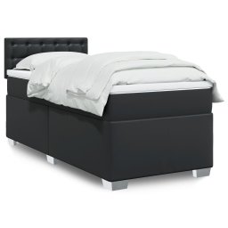 Pat box spring cu saltea, negru, 90x190 cm, piele ecologica GartenMobel Dekor