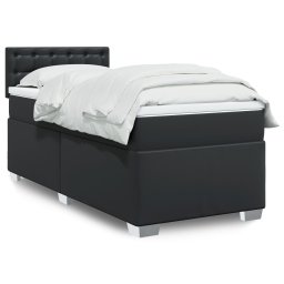 Pat box spring cu saltea, negru, 90x200 cm, piele ecologica GartenMobel Dekor