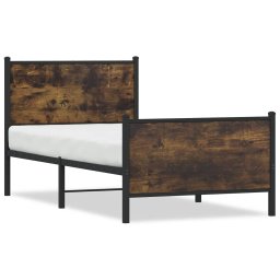 Cadru pat metalic tablie cap/picioare, stejar fumuriu 80x200 cm GartenMobel Dekor