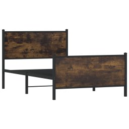 Cadru pat metalic tablie cap/picioare, stejar fumuriu 100x190cm GartenMobel Dekor
