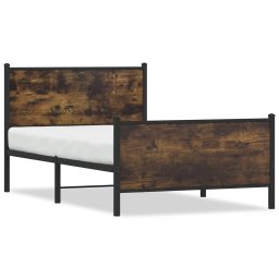 Cadru pat metalic tablie cap/picioare, stejar fumuriu 100x200cm GartenMobel Dekor
