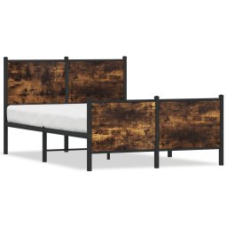 Cadru pat metalic tablie cap/picioare, stejar fumuriu 120x190cm GartenMobel Dekor
