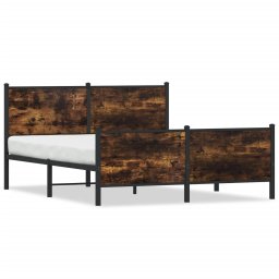 Cadru pat metalic tablie cap/picioare, stejar fumuriu 137x190cm GartenMobel Dekor