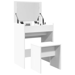 Masa de toaleta si taburet, alb, 60x40x113,5 cm GartenMobel Dekor