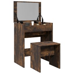 Masa de toaleta si taburet, stejar fumuriu, 60x40x113,5 cm GartenMobel Dekor