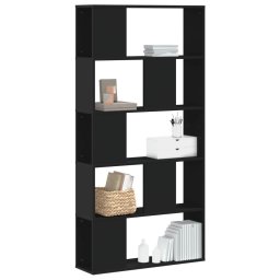 Biblioteca cu 5 niveluri negru 80,5x23,5x162,5cm lemn prelucrat GartenMobel Dekor