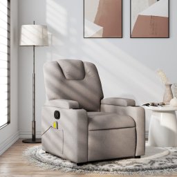 Fotoliu de masaj rabatabil, gri taupe, material textil GartenMobel Dekor