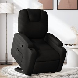 Fotoliu rabatabil cu ridicare pe verticala, negru, textil GartenMobel Dekor