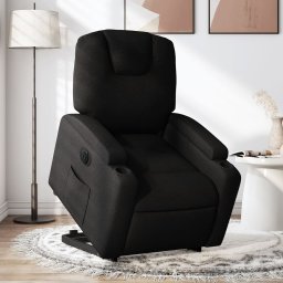 Fotoliu electric rabatabil cu ridicare, negru, textil GartenMobel Dekor