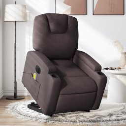 Fotoliu electric masaj rabatabil cu ridicare maro închis textil GartenMobel Dekor