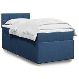 Pat box spring cu saltea, albastru, 90x190 cm, textil GartenMobel Dekor