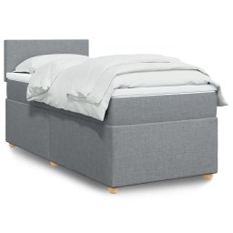 Pat box spring cu saltea, gri deschis, 100x200 cm, textil GartenMobel Dekor