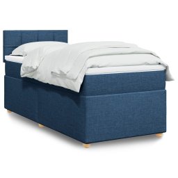 Pat box spring cu saltea, albastru, 90x190 cm, textil GartenMobel Dekor