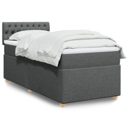 Pat box spring cu saltea, gri închis, 90x190 cm, textil GartenMobel Dekor