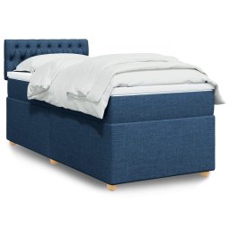 Pat box spring cu saltea, albastru, 90x190 cm, textil GartenMobel Dekor