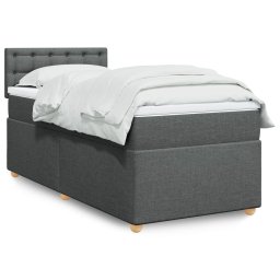 Pat box spring cu saltea, gri închis, 90x200 cm, textil GartenMobel Dekor