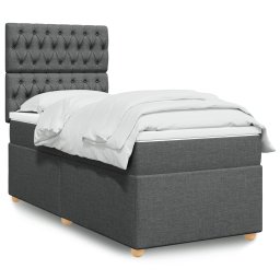 Pat box spring cu saltea, gri închis, 90x190 cm, textil GartenMobel Dekor