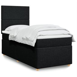Pat box spring cu saltea, negru, 90x200 cm, textil GartenMobel Dekor