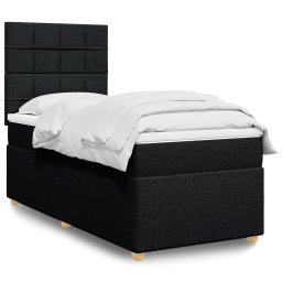 Pat box spring cu saltea, negru, 90x200 cm, textil GartenMobel Dekor