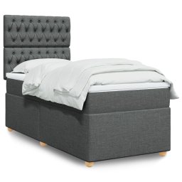 Pat box spring cu saltea, gri închis, 90x200 cm, textil GartenMobel Dekor